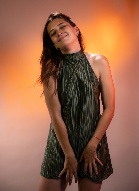 Robe plissée vert olive ENQORE